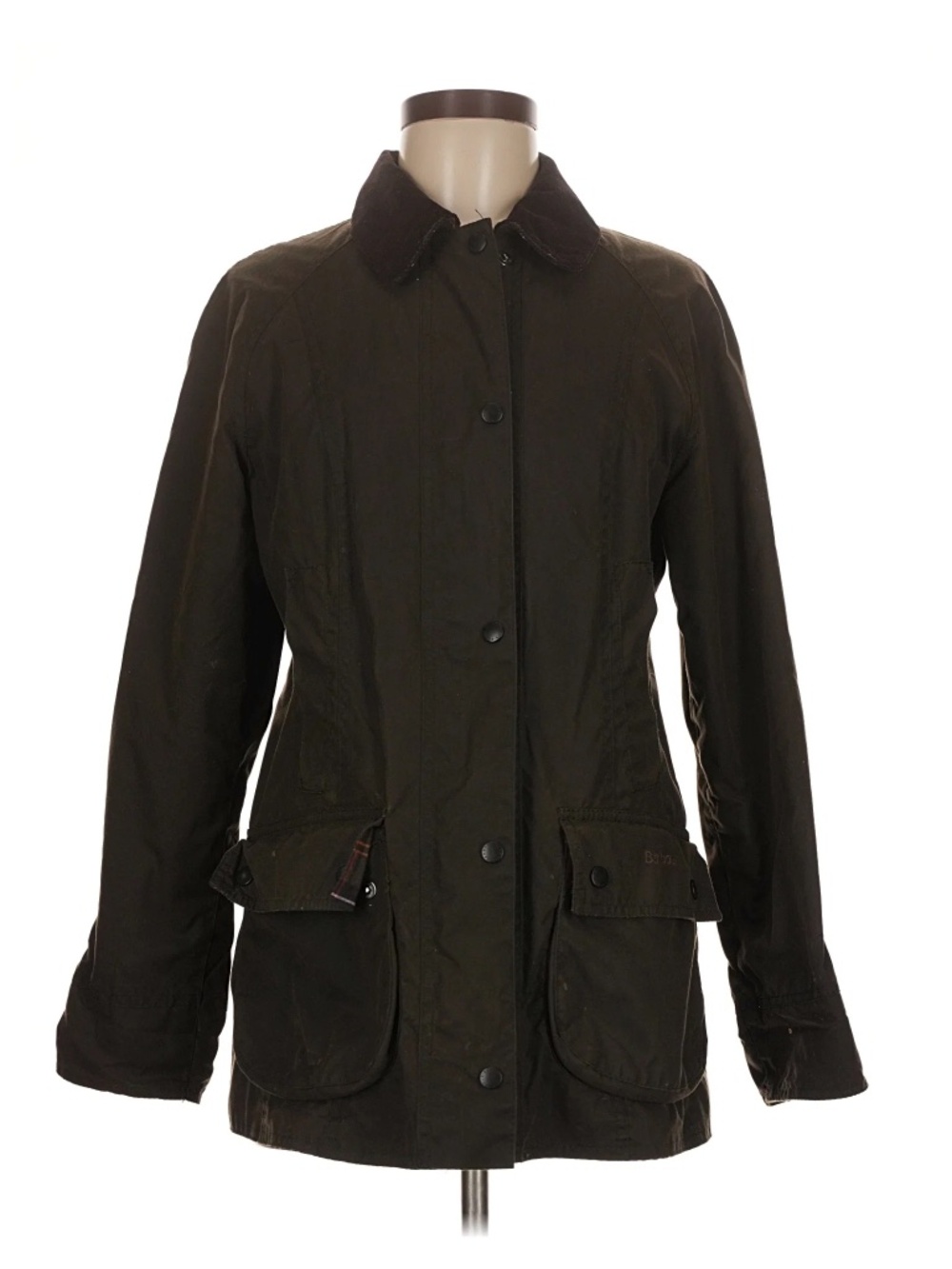 Barbour Classic Beadnell Wax Jacket Olive Brown Corduroy Size 6
